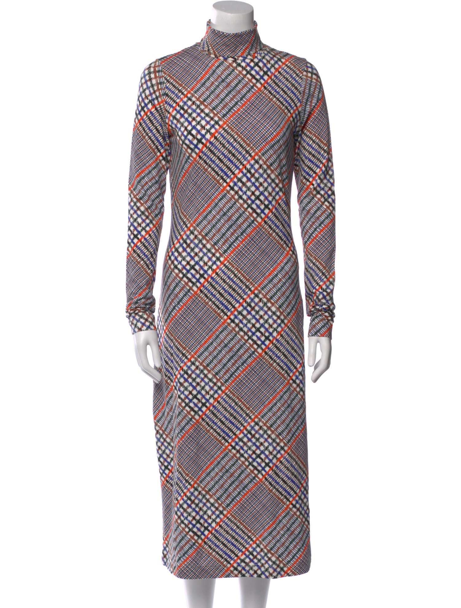 Tanya Taylor Plaid Print Midi Length Dress